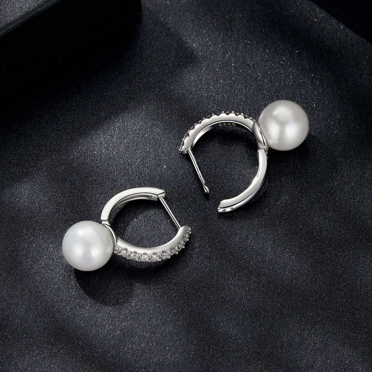 Sterling Silver Moissanite and Shell Pearl Drop Earrings