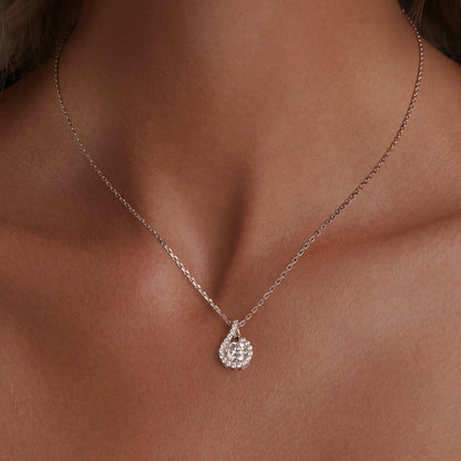 Sterling Silver Moissanite and CZ Pavé Pendant Necklace