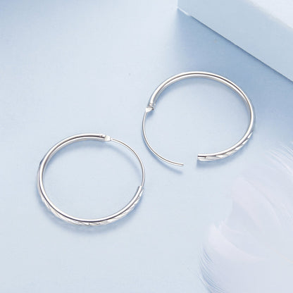 White Gold Plated Sterling Silver Hoop Earrings