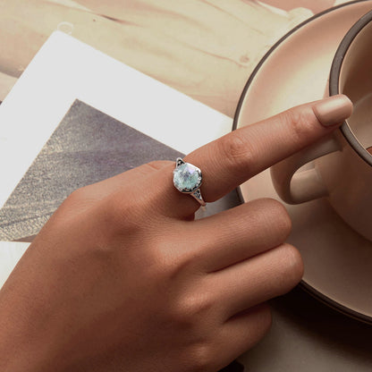 Sterling Silver CZ and Glass Ring