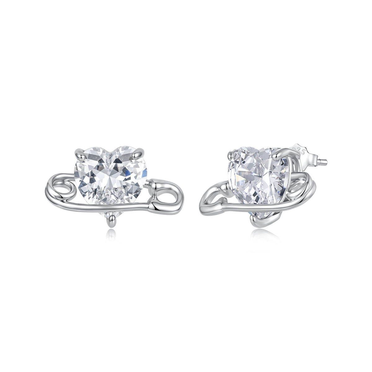 925 Sterling Silver White Gold Plated CZ Pavé 1.0x1.7cm Earrings for Women
