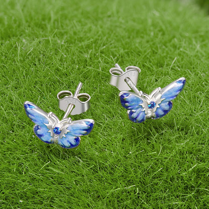 Sterling Silver Enamel Pavé CZ Earrings