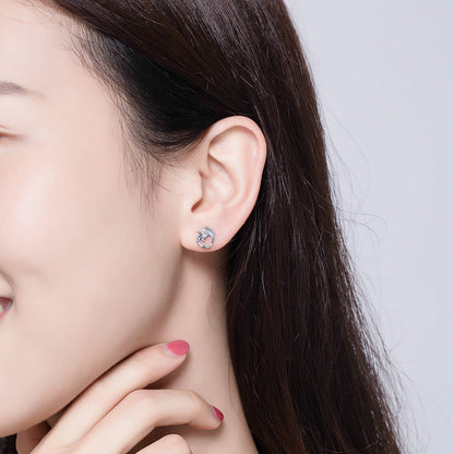 Sterling Silver Oxidized Pavé Cubic Zirconia Earrings