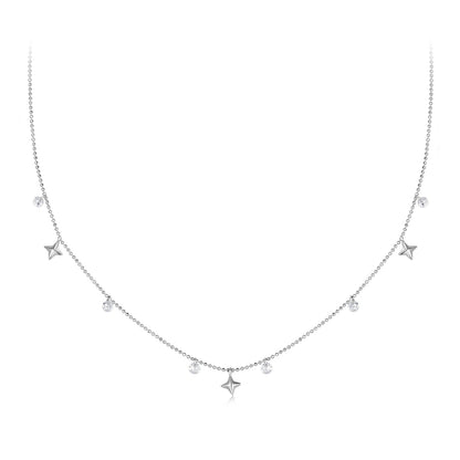 White Gold Plated Pavé CZ Sterling Silver Pendant Necklace