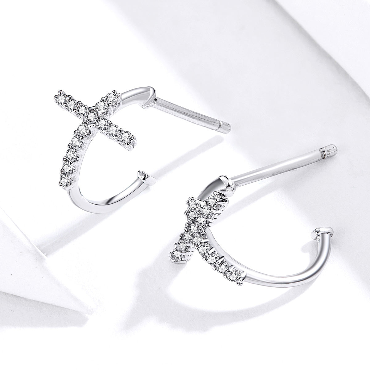 Sterling Silver Pavé Cubic Zirconia Earrings