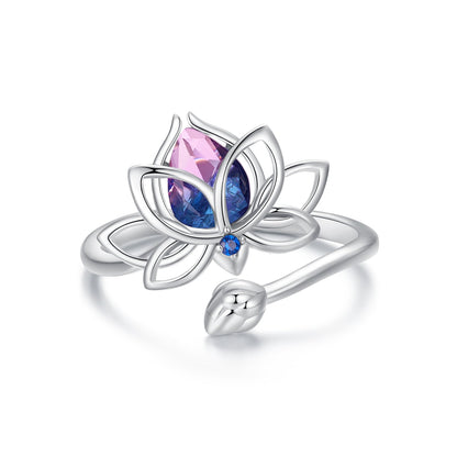 Sterling Silver Pavé CZ & Synthetic Tourmaline Ring