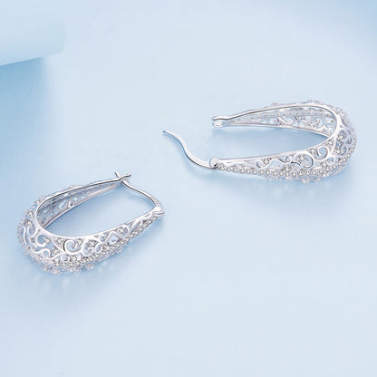 Sterling Silver Pavé Cubic Zirconia Hoop Earrings