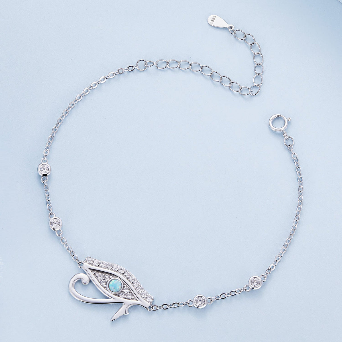 Sterling Silver Translucent Opal and CZ Pavé Bracelet