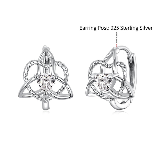 White Gold Plated Pavé Cubic Zirconia Hoop Earrings