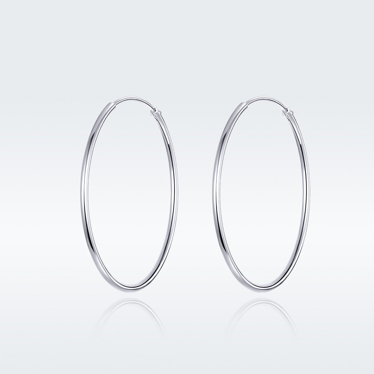 Sterling Silver Platinum Plated Hoop Earrings