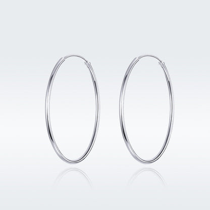 Sterling Silver Platinum Plated Hoop Earrings