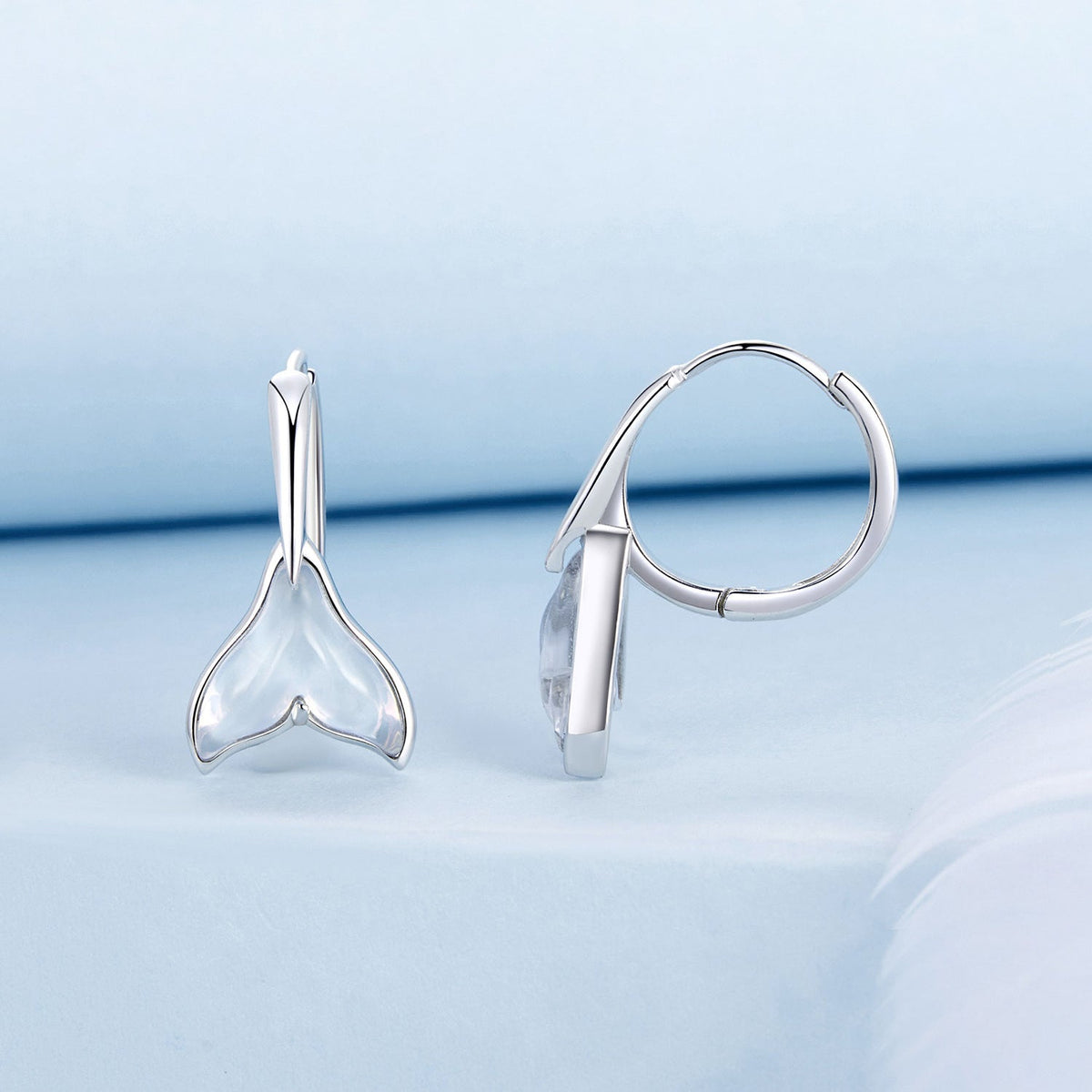 Sterling Silver Transparent Glass Drop Earrings
