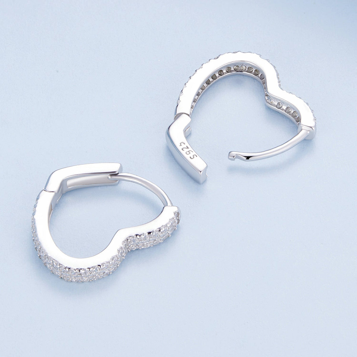 Sterling Silver Cubic Zirconia Pave Hoop Earrings