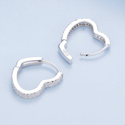 Sterling Silver Cubic Zirconia Pave Hoop Earrings