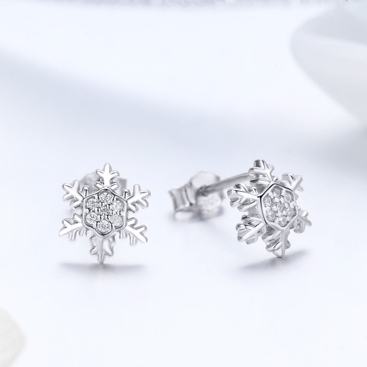 Sterling Silver CZ Pavé Stud Earrings