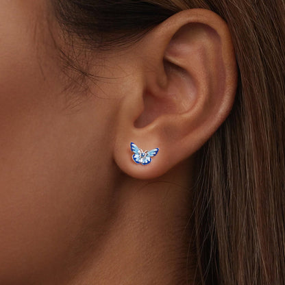 Sterling Silver Enamel Pavé CZ Earrings