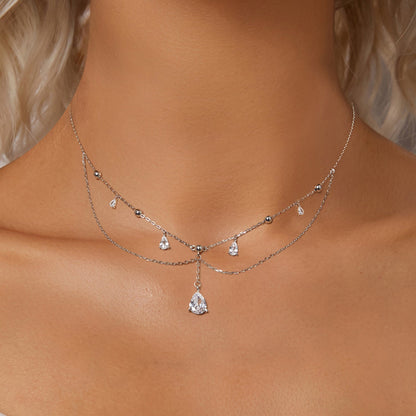Sterling Silver Cubic Zirconia Pavé Necklace