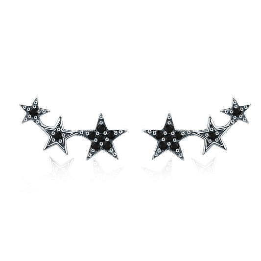 Oxidized Sterling Silver Pavé Cubic Zirconia Stud Earrings