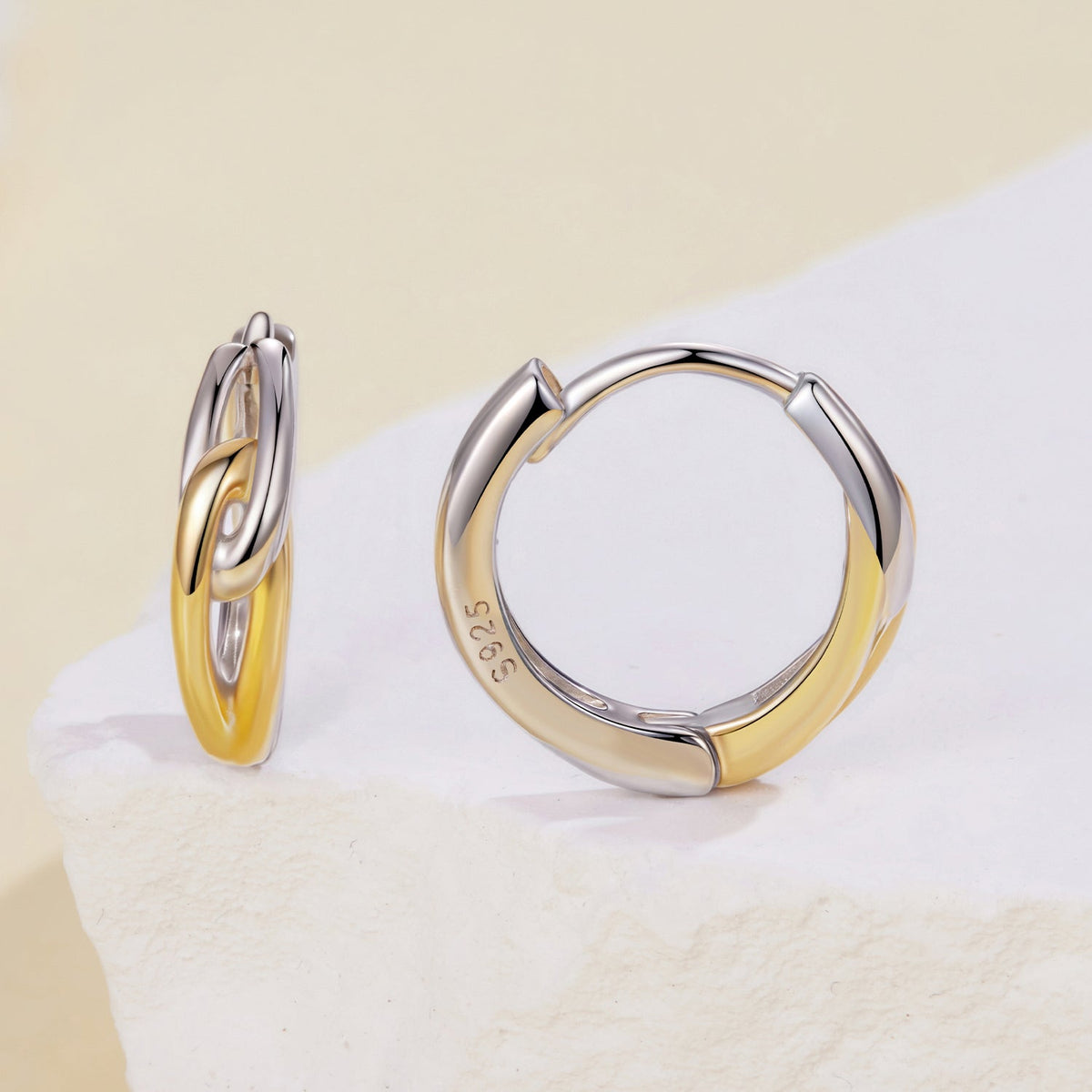 Sterling Silver White Gold and Gold Plated Earrings