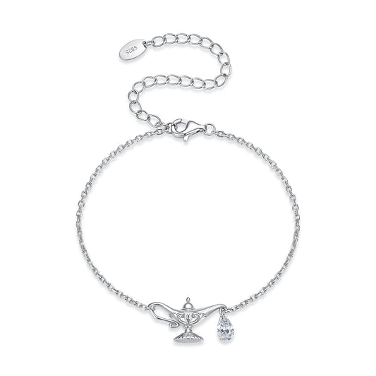 Sterling Silver Pavé Cubic Zirconia Pendant Bracelet