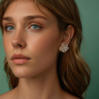 Sterling Silver Pavé CZ and Resin Drop Earrings