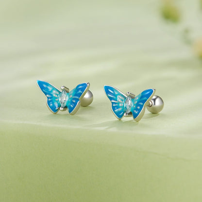 Sterling Silver Enamel and Cubic Zirconia Earrings