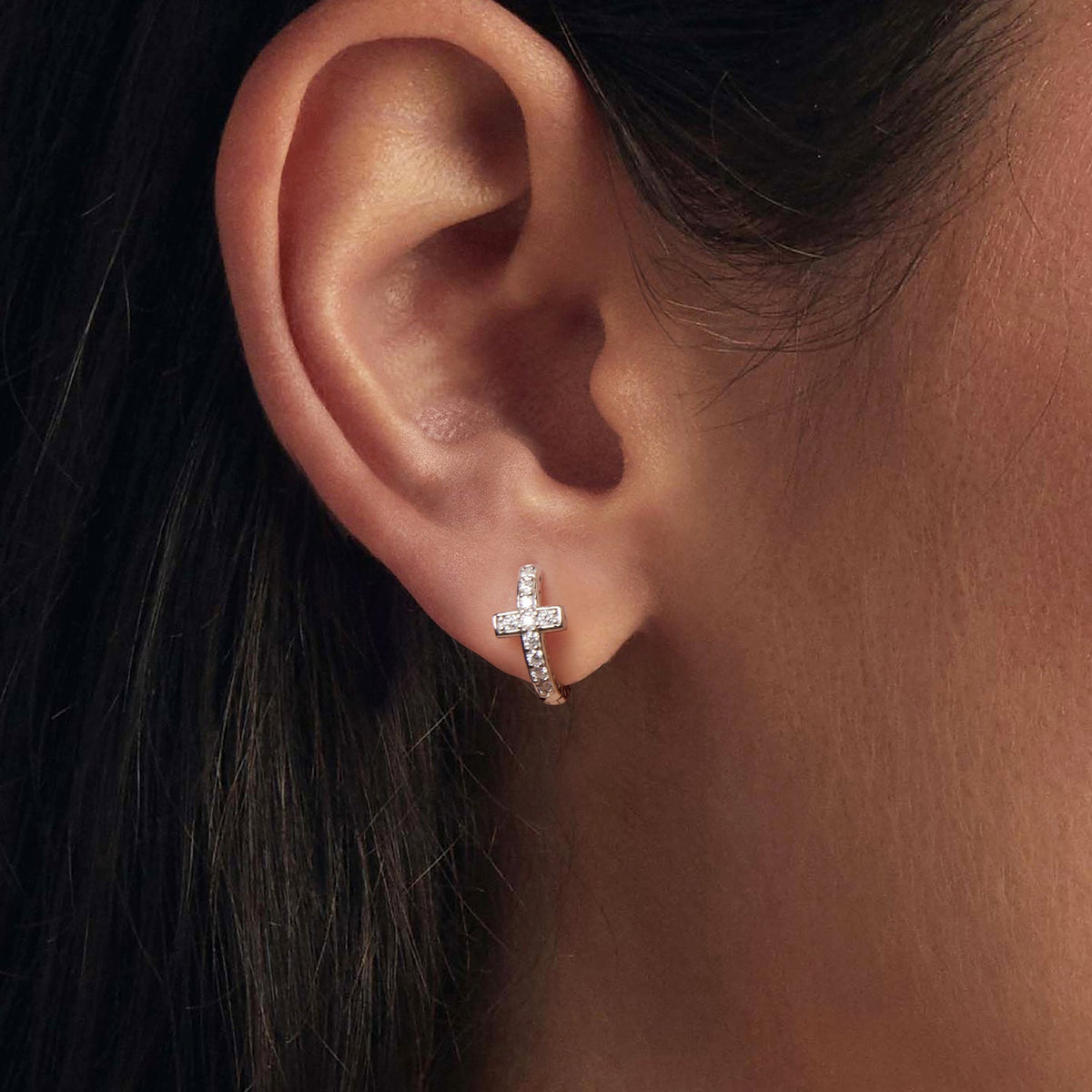 Sterling Silver Moissanite Hoop Earrings