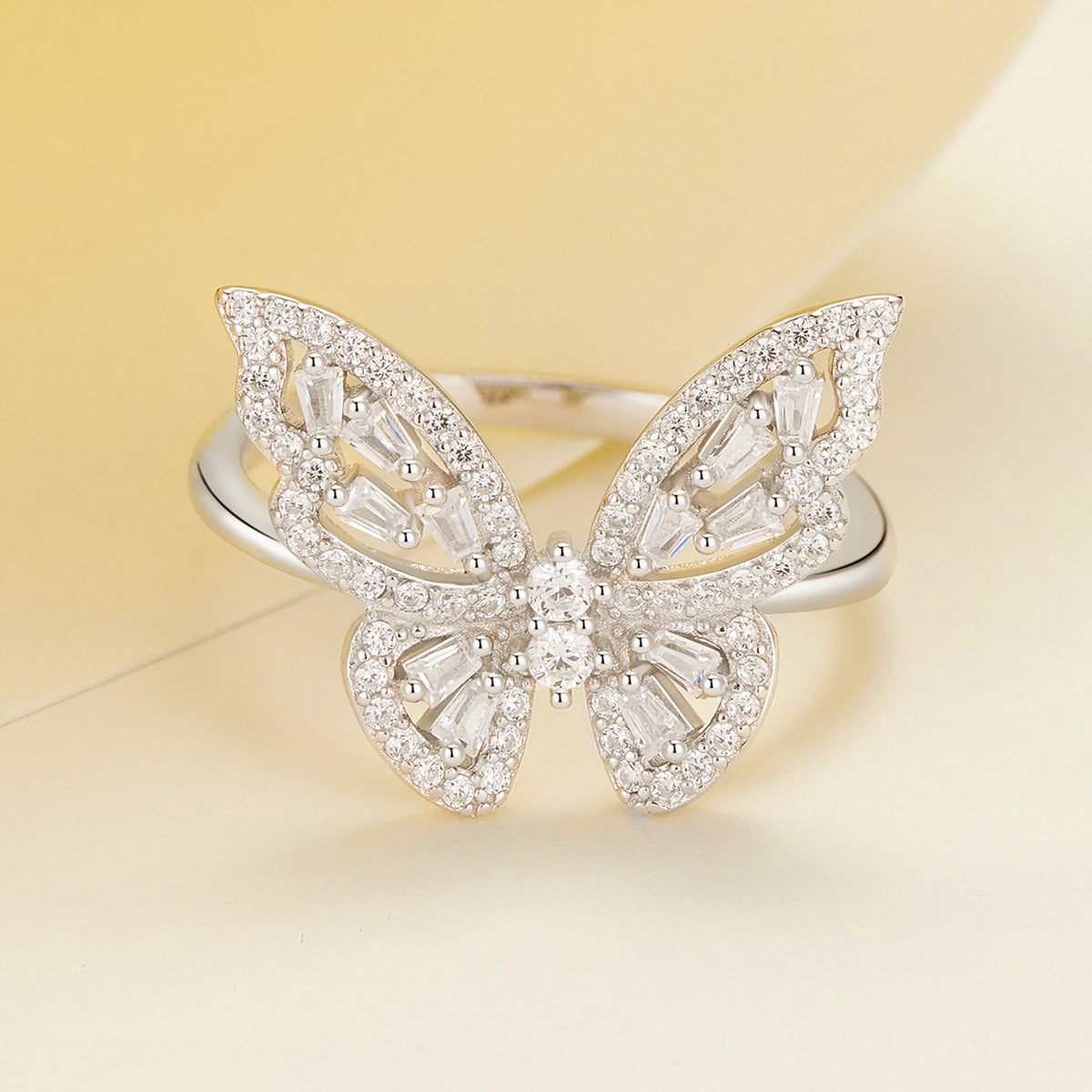 Sterling Silver White Gold Plated CZ Pavé Ring