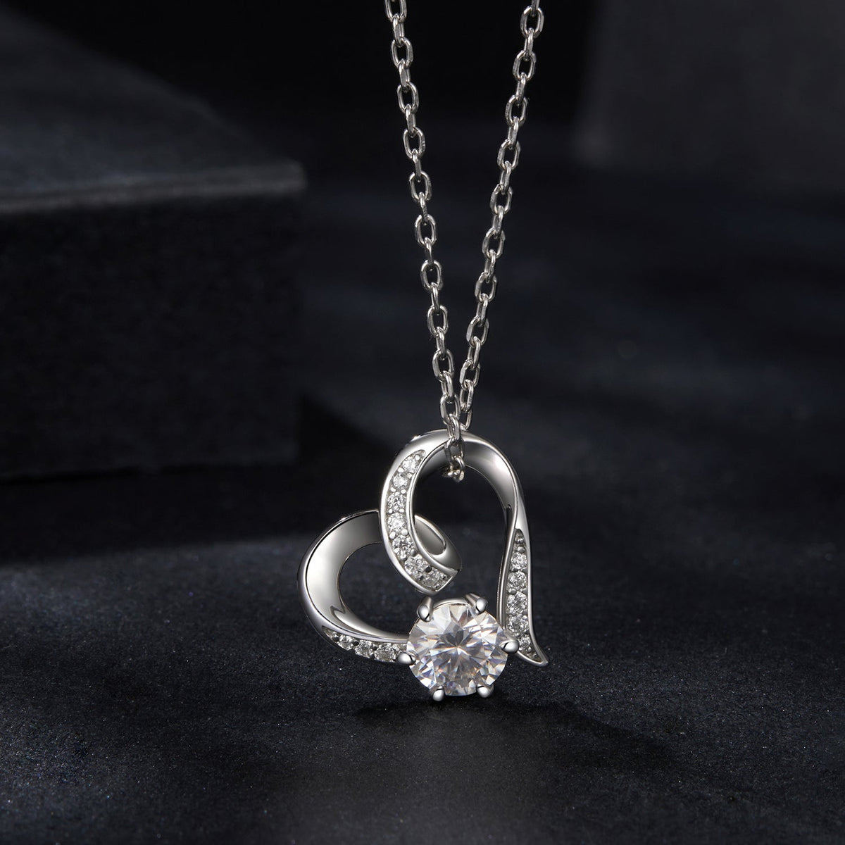 925 Sterling Silver White Gold Plated Moissanite Necklace