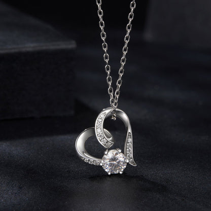 925 Sterling Silver White Gold Plated Moissanite Necklace