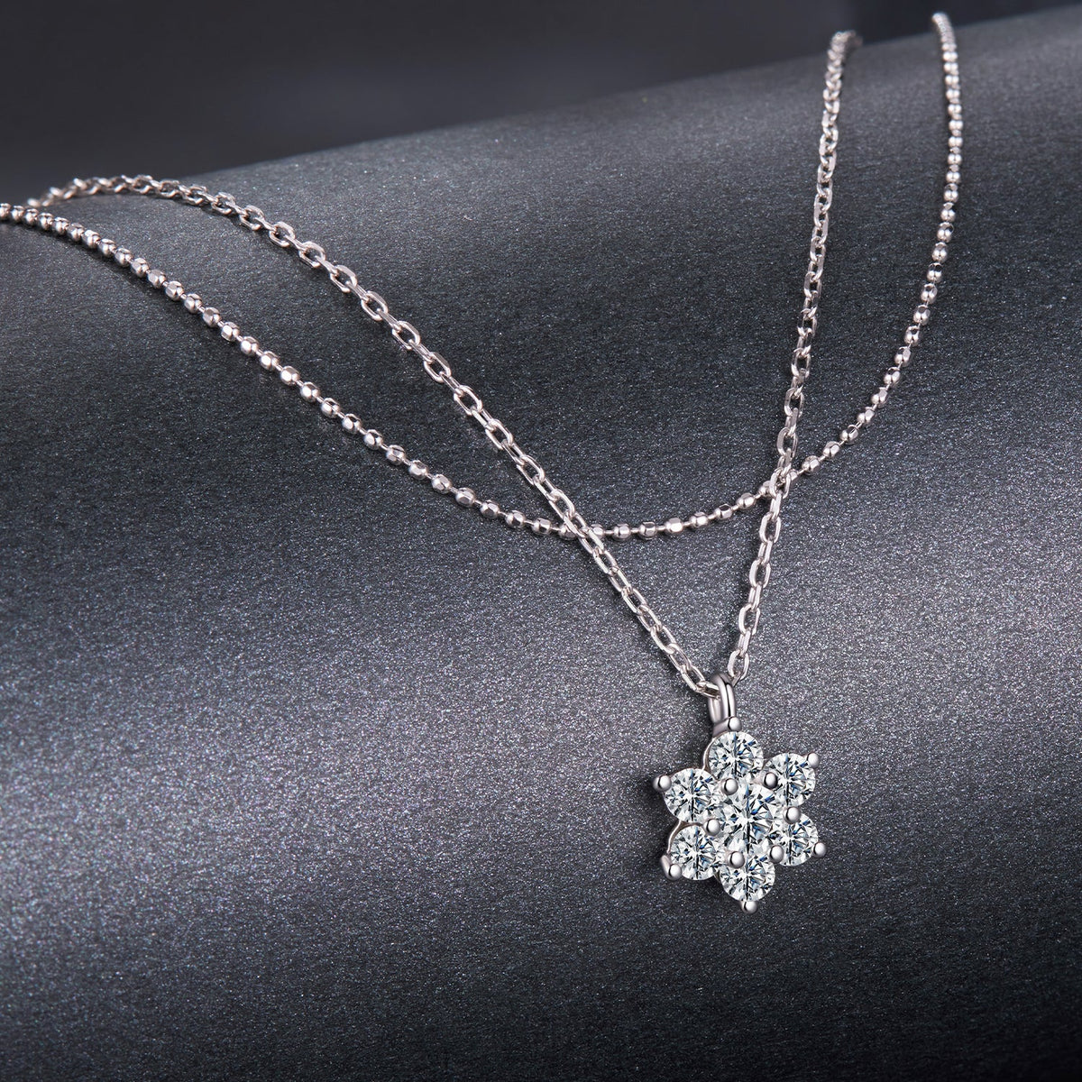 Sterling Silver White Gold Plated Moissanite Necklace