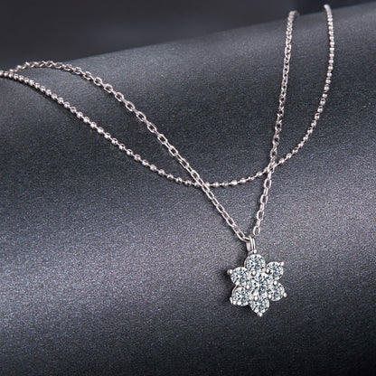 Sterling Silver White Gold Plated Moissanite Necklace