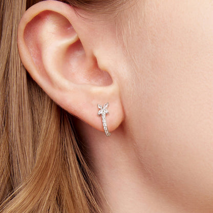 Sterling Silver White Gold Plated Cubic Zirconia Pavé Earrings