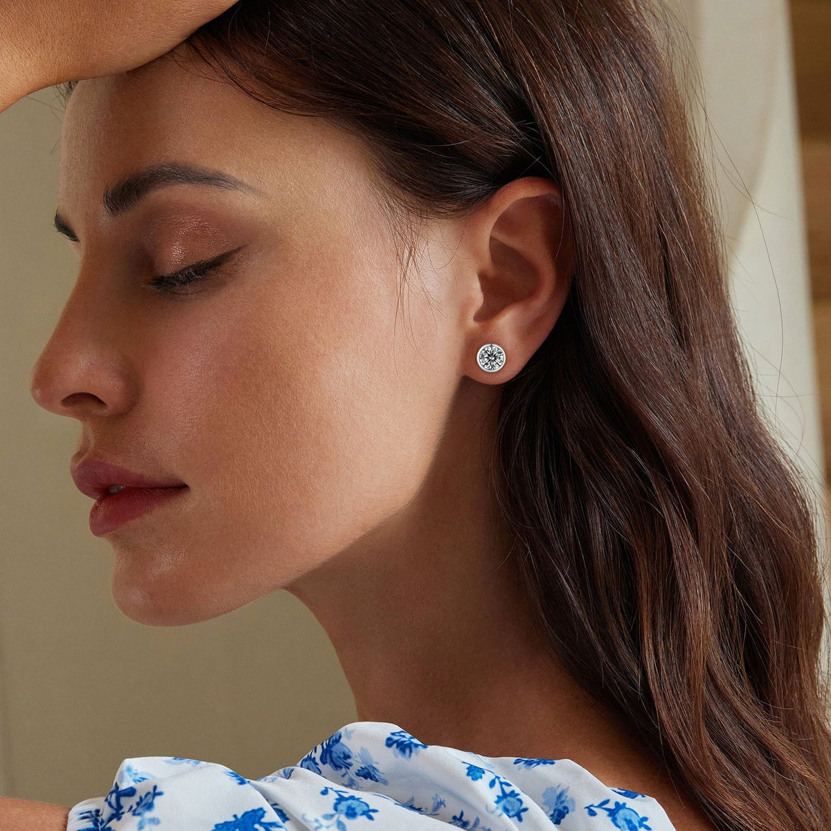 Sterling Silver Pavé Cubic Zirconia Stud Earrings