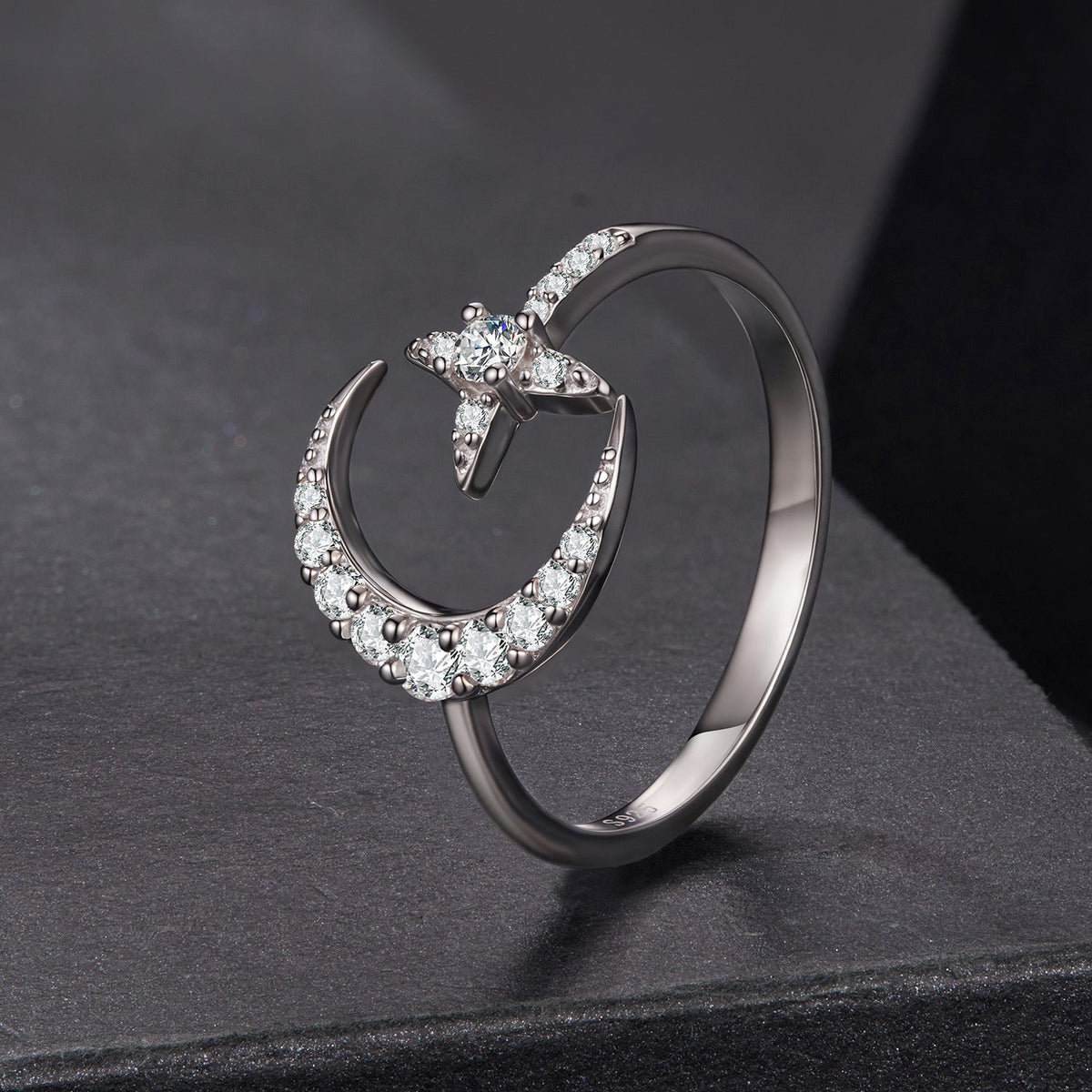 Sterling Silver Moissanite White Gold Plated Ring