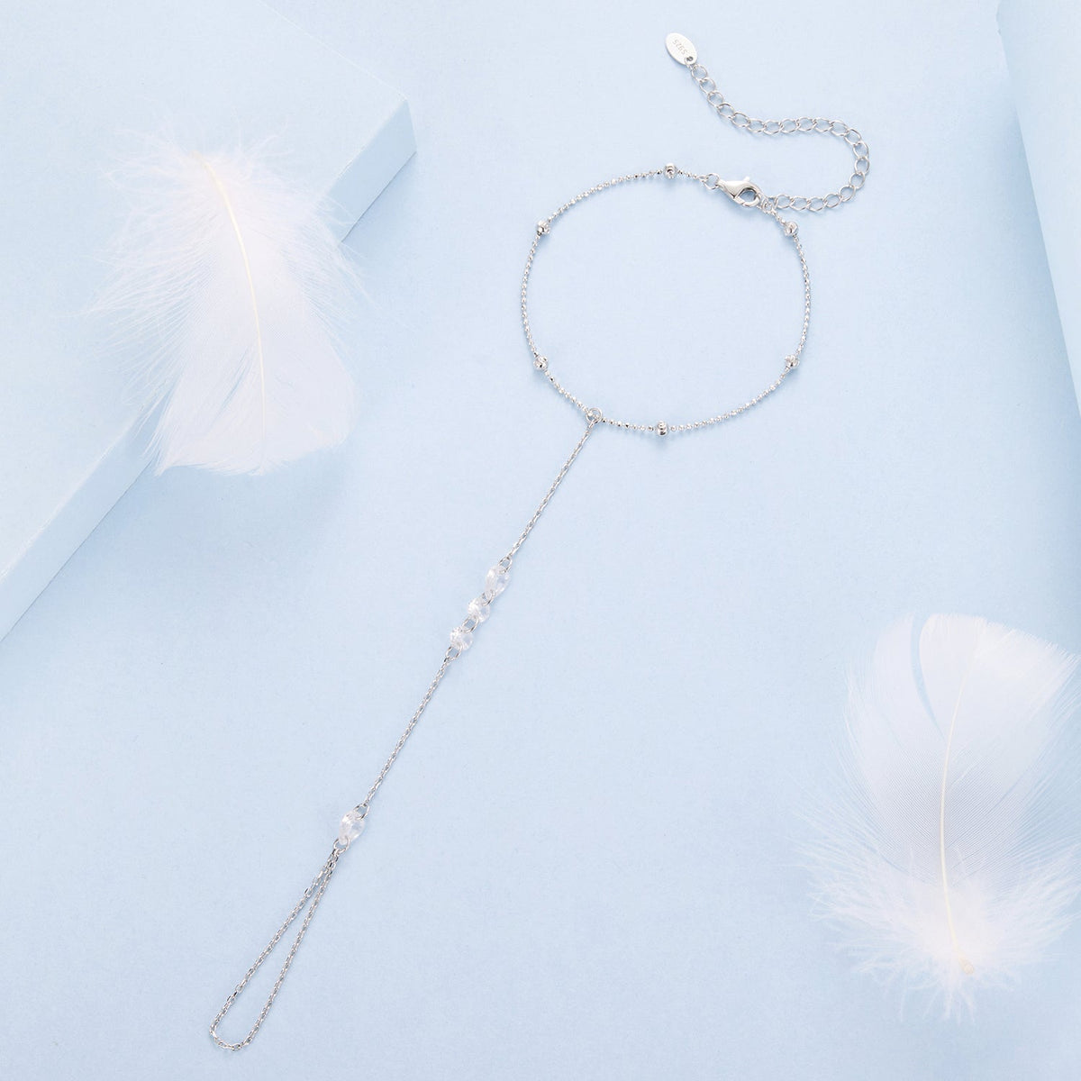 Sterling Silver White Gold Plated Pavé CZ Bracelet