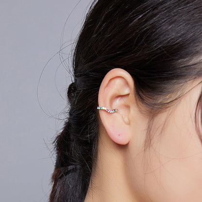 Sterling Silver Pavé CZ Hoop Earrings