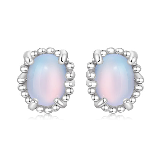 Sterling Silver Transparent Glass Stud Earrings