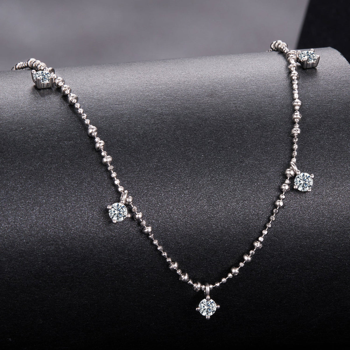 925 Sterling Silver Plated White Gold Moissanite Necklace