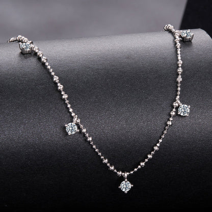 925 Sterling Silver Plated White Gold Moissanite Necklace