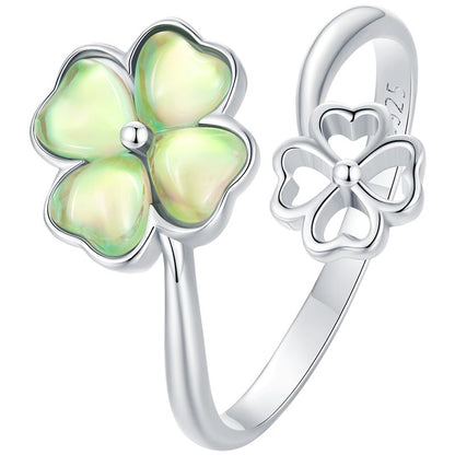 Sterling Silver Transparent Glass Ring