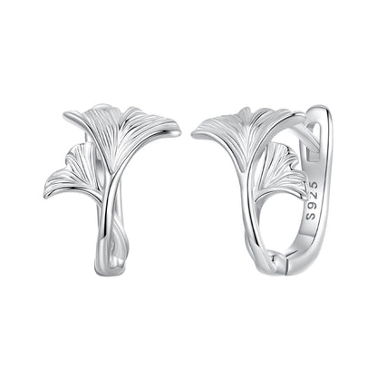 Sterling Silver White Gold Plated Hoop Earrings