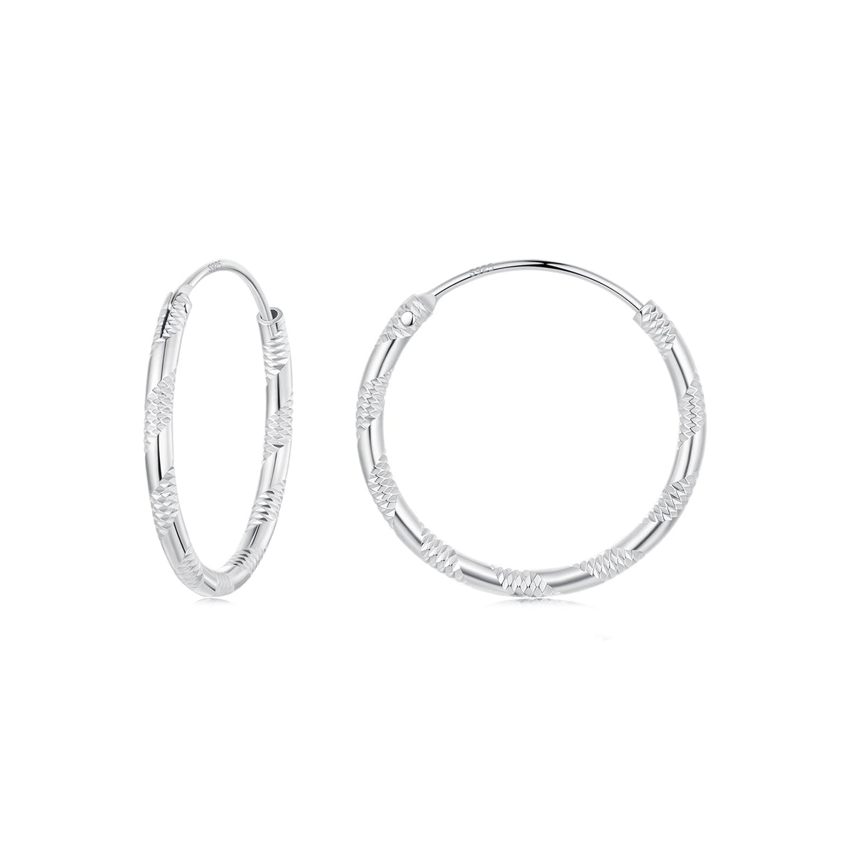 Sterling Silver White Gold Plated Hoop Earrings