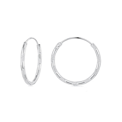 Sterling Silver White Gold Plated Hoop Earrings