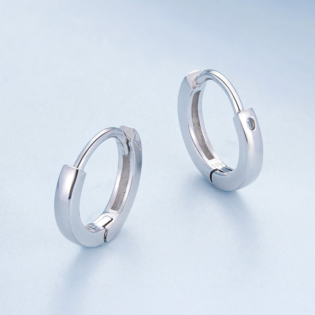 Platinum Plated Sterling Silver Hoop Earrings