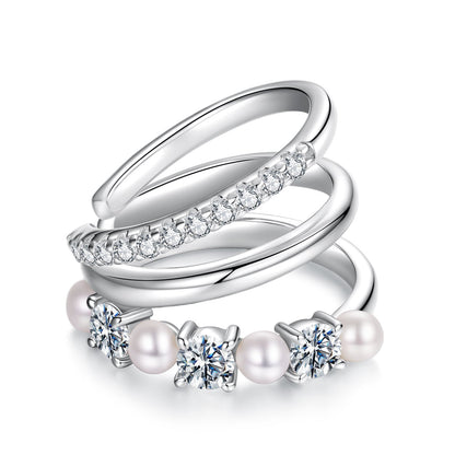 Sterling Silver Moissanite and Freshwater Pearl Drop Earrings