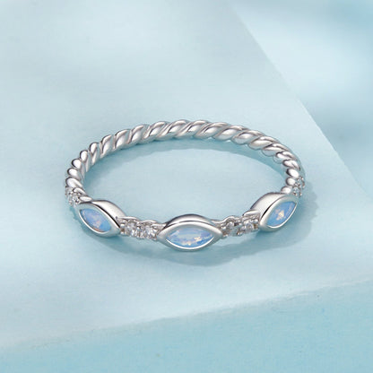 Sterling Silver Synthetic Opal and CZ Ring