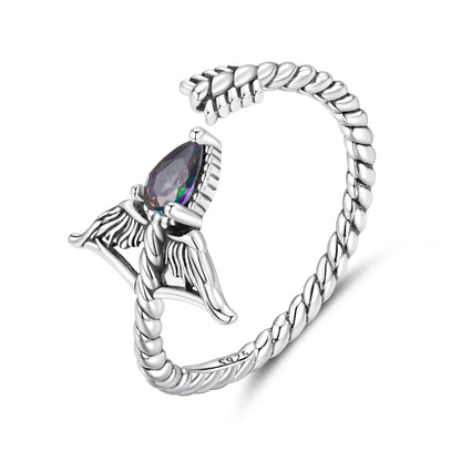 Sterling Silver Oxidized Glass Ring