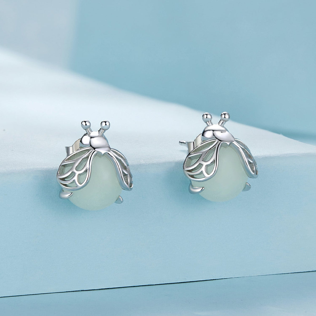 Sterling Silver Luminous Stone Earrings