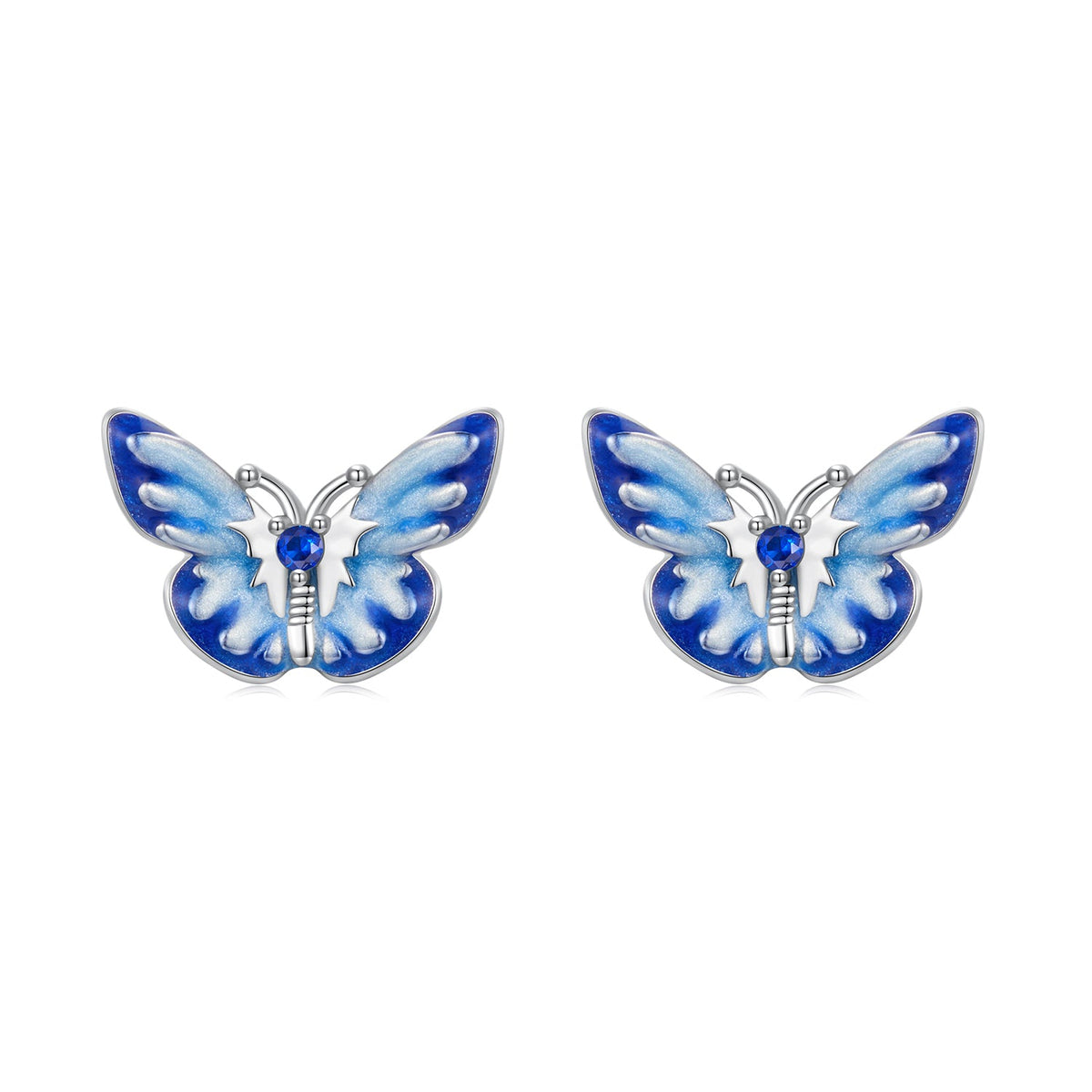 Sterling Silver Enamel Pavé CZ Earrings